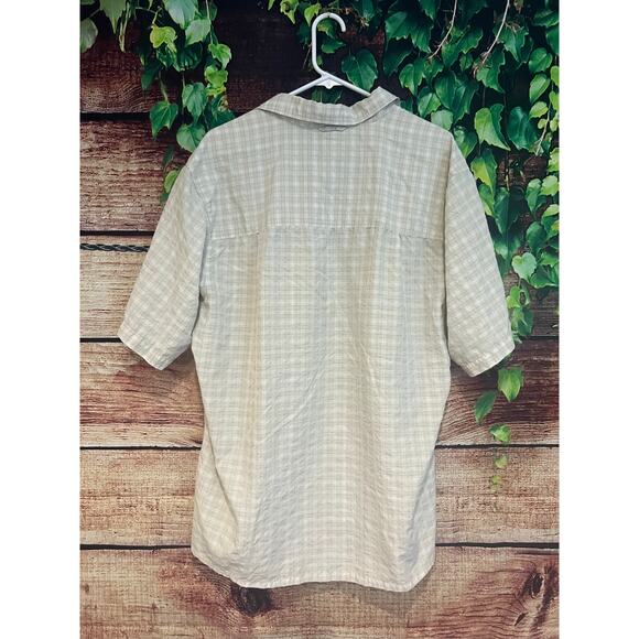 Simms Fishing Shirt Short Sleeve Light Green Cream Plaid Button Up Men's XL - Picture 5 of 5